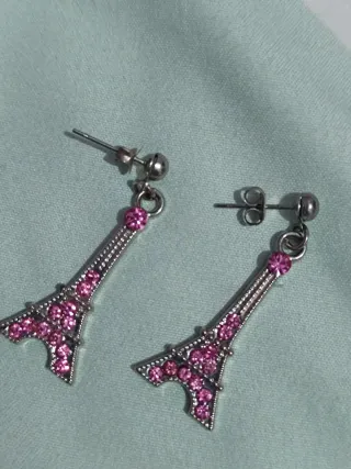 Pendientes Torre Eiffel con Cristales Rosas
