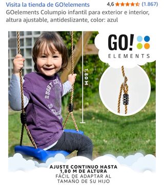 Columpio infantil azul con cuerdas