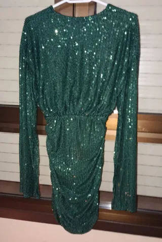Vestido fiesta lentejuelas verde ENA