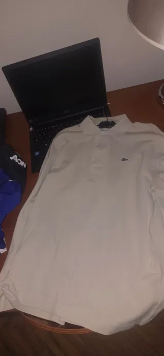 Polo Lacoste Beige Manga Larga