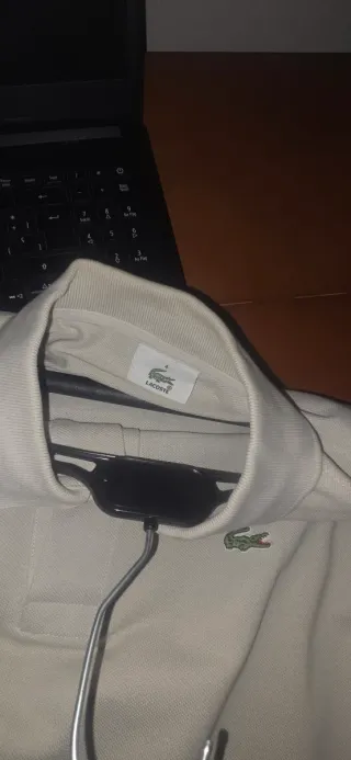 Polo Lacoste Beige Manga Larga