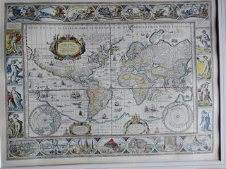 Grabado antiguo Mapa Nova Totius Terrarum Orbis