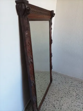 Espejo Antiguo Madera Tallada