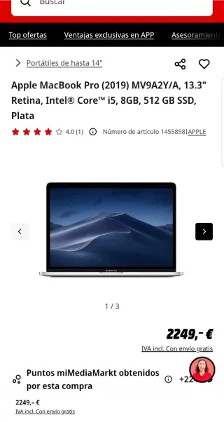 MacBook Pro 13 i5 8GB 512GB MV9A2Y/A SIN ABRIR