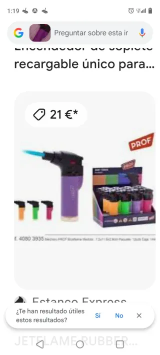 Encendedor soplete recargable cocina