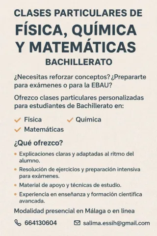 Doctora en Química ofrece clases de ciencias