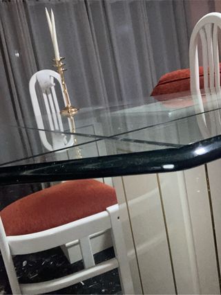 Pack Mesa cristal Burano clásica + sillas, negocia