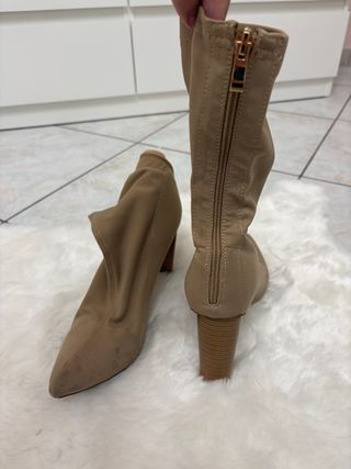 Stivaletti tessuto beige