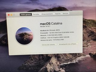 portatil apple apple macbook air core i5 1.8 13 (2017) (a1466)
