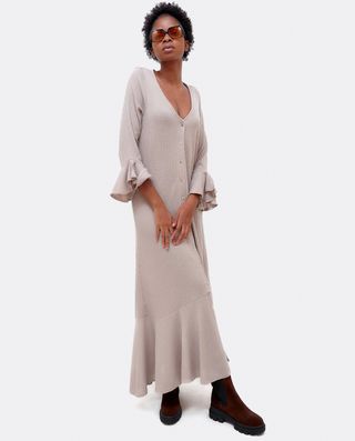 Vestido Midi Punto Volantes Cuplé