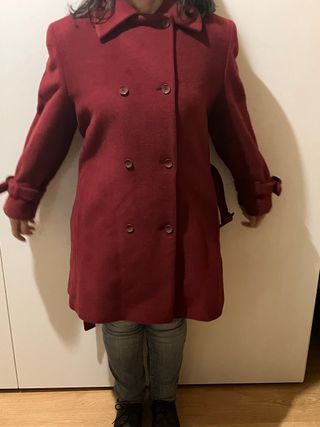 Abrigo lana virgen y cachemira Tasca Granate T44