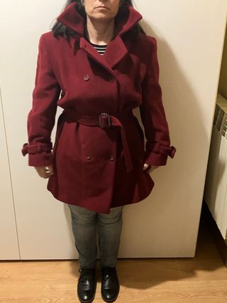 Abrigo lana virgen y cachemira Tasca Granate T44