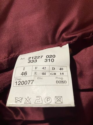 Abrigo lana virgen y cachemira Tasca Granate T44