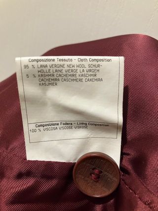 Abrigo lana virgen y cachemira Tasca Granate T44