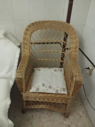 Sillón butaca mimbre artesanal