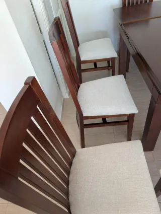 Mesa extensible roble + 6 sillas