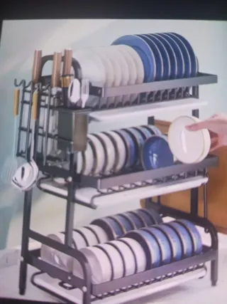 Escurridor de platos metálico negro