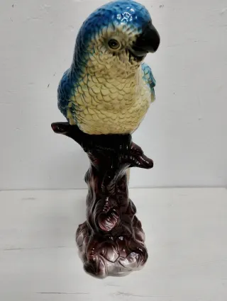 Loro de cerámica vintage azul