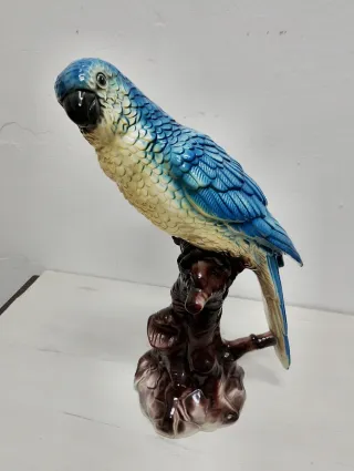 Loro de cerámica vintage azul