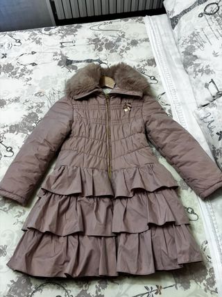 Abrigo niña rosa con pelo