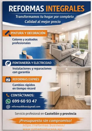 Servicios profesionales de pintura y reformas