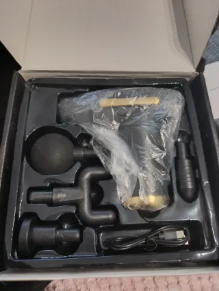 Masajeador Negro/Dorado Cabezales Intercambiables