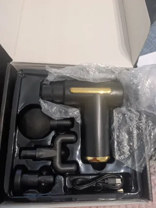 Masajeador Negro/Dorado Cabezales Intercambiables