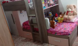 Cama tren con armario y cajones