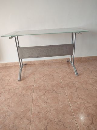 Mesa Cristal Estructura Metálica 120 X 65 X 62