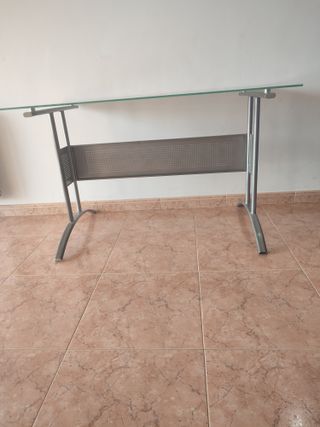 Mesa Cristal Estructura Metálica 120 X 65 X 62