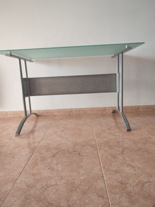 Mesa Cristal Estructura Metálica 120 X 65 X 62