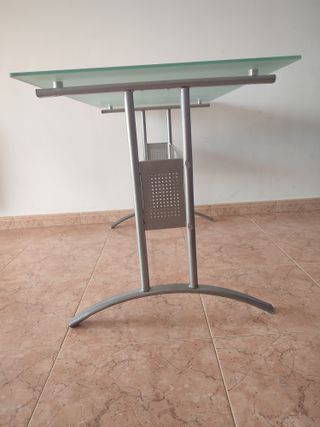 Mesa Cristal Estructura Metálica 120 X 65 X 62