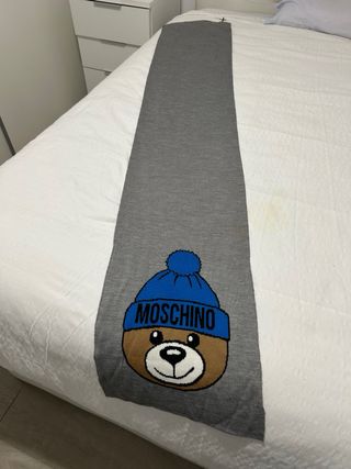 Bufanda Moschino Oso Azul Gris