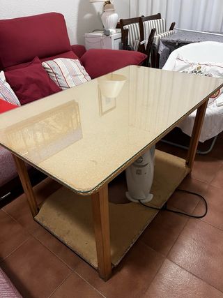 Mesa camilla con cristal