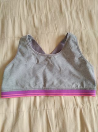 Sujetador deportivo niña T.10-11 gris y rosa