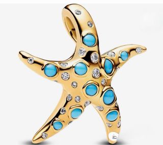 Pandora Charm Estrella de Mar Dorada Turquesa