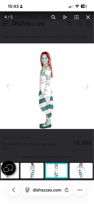 Disfraz Sally Pesadilla Antes de Navidad