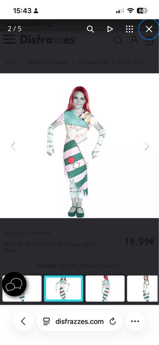 Disfraz Sally Pesadilla Antes de Navidad