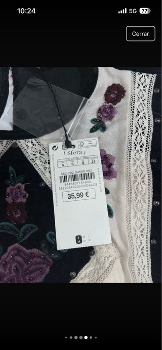 Blusa Sfera bordada beige y negra