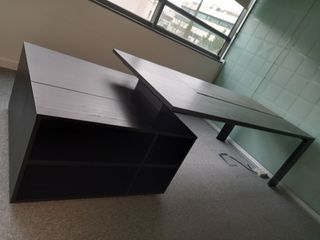 Mesa de despacho moderna madera y cristal