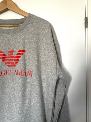 Sudadera Giorgio Armani Gris Logo Rojo