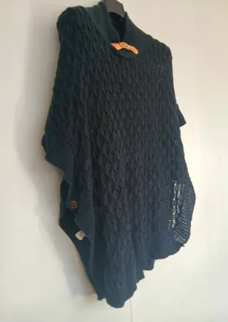 Poncho Vintage Knit Black - Capa Retro Style Y2K