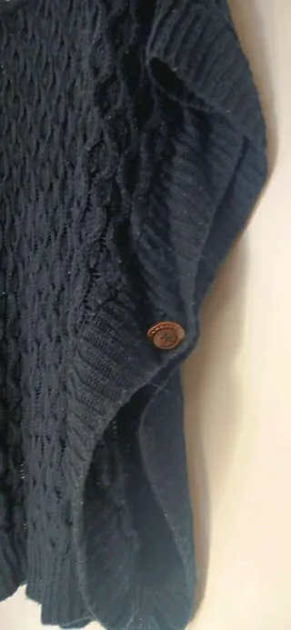 Poncho Vintage Knit Black - Capa Retro Style Y2K