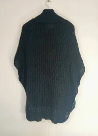 Poncho Vintage Knit Black - Capa Retro Style Y2K