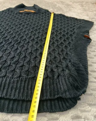 Poncho Vintage Knit Black - Capa Retro Style Y2K