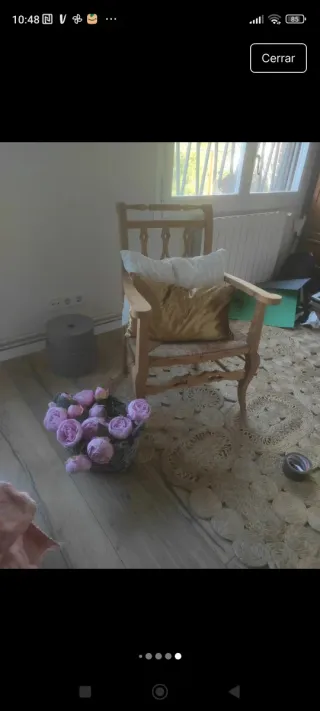 Poltrona vintage in legno e iuta