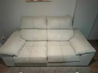 Sofá 3 plazas beige tela