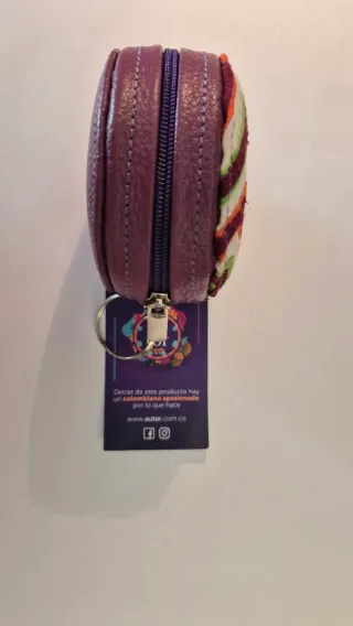 Monedero piel y Mola colombiana Hecho a Mano
