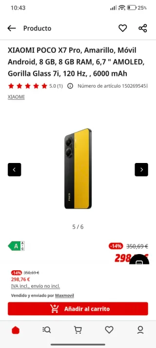 Xiaomi POCO X7 Pro 8GB Amarillo
