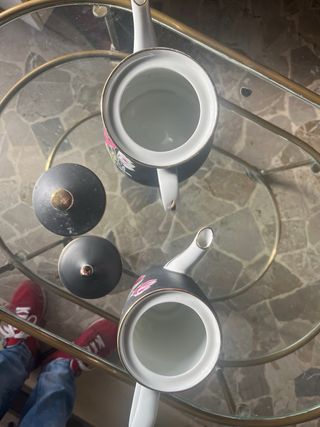 Coppia caffettiere porcellana roseo